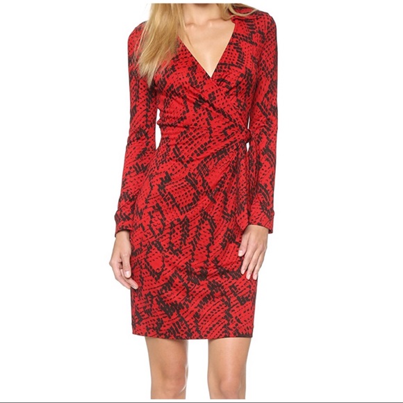 Diane Von Furstenberg Dresses & Skirts - Diane von Furstenberg Red Snake Savannah Dress 6